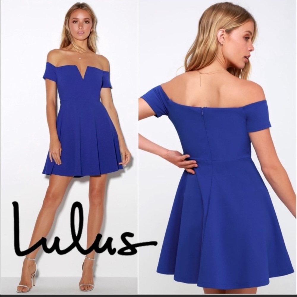 Brand New blue skater off the shoulder dress💙